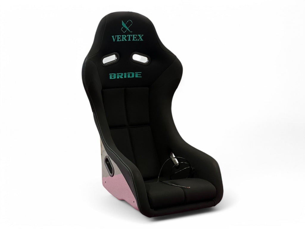 Vertex X Bride Zeta IV (Classic) Seat - Black with Vertea Blue Logo - FRP Silver Back (2)