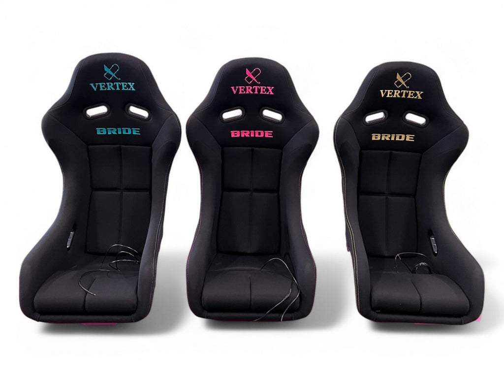 Vertex X Bride Zeta IV (Classic) Seat - Black with Vertea Blue Logo - FRP Silver Back (3)