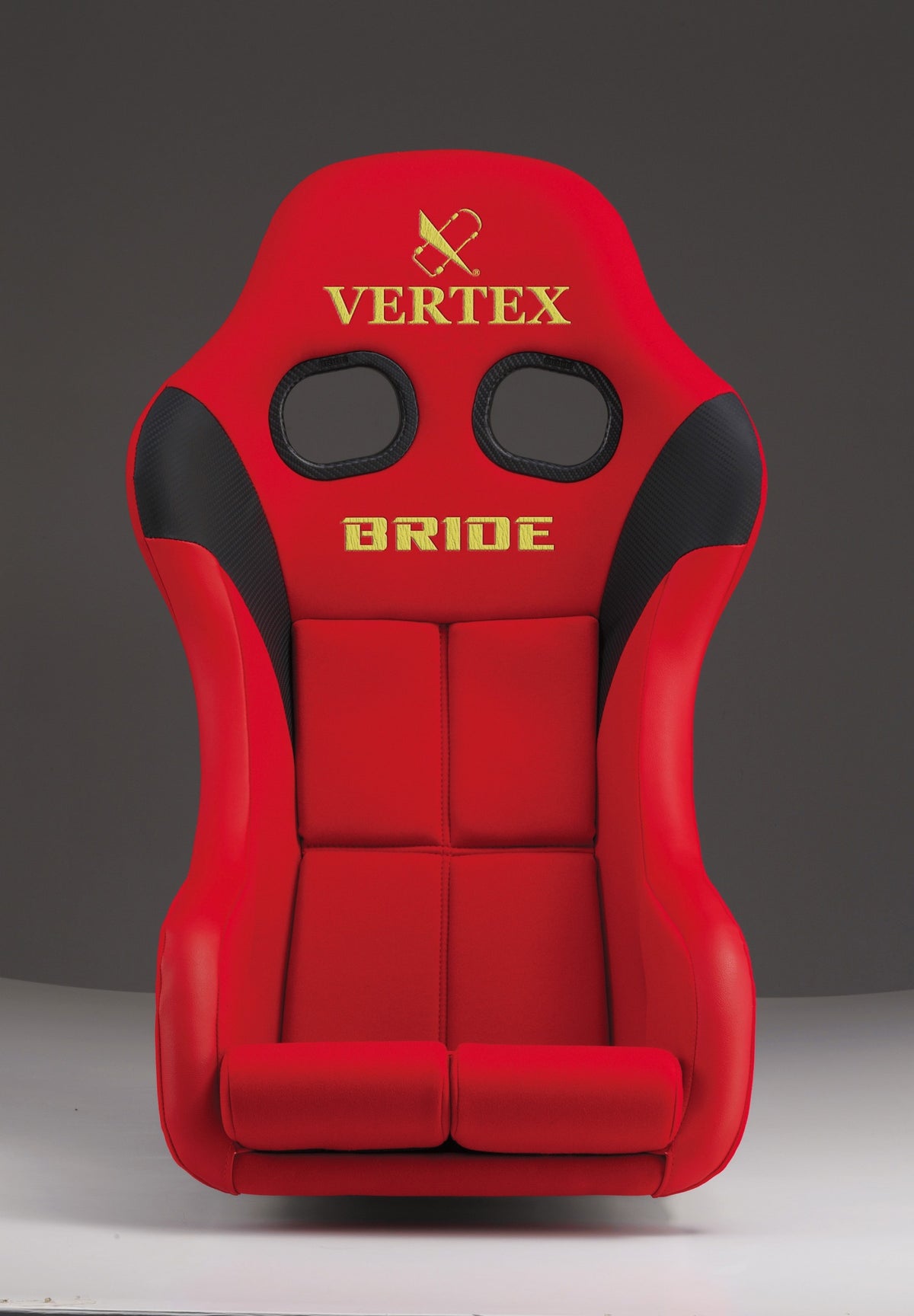 Vertex X Bride Zeta IV Seat - Red with Gold Logo - FRP Silver Back (2)